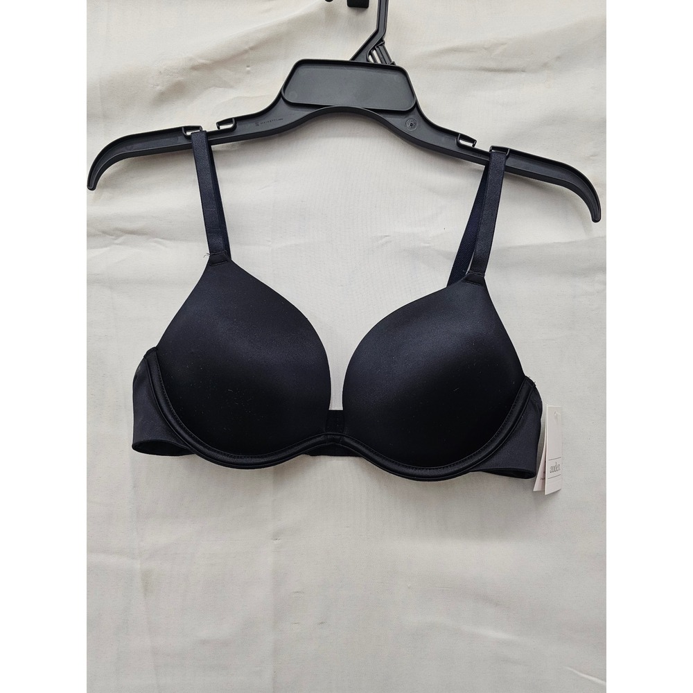 Auden Womens Super Push Up Plunge Bra Black Nylon Blend Casual Size 34C